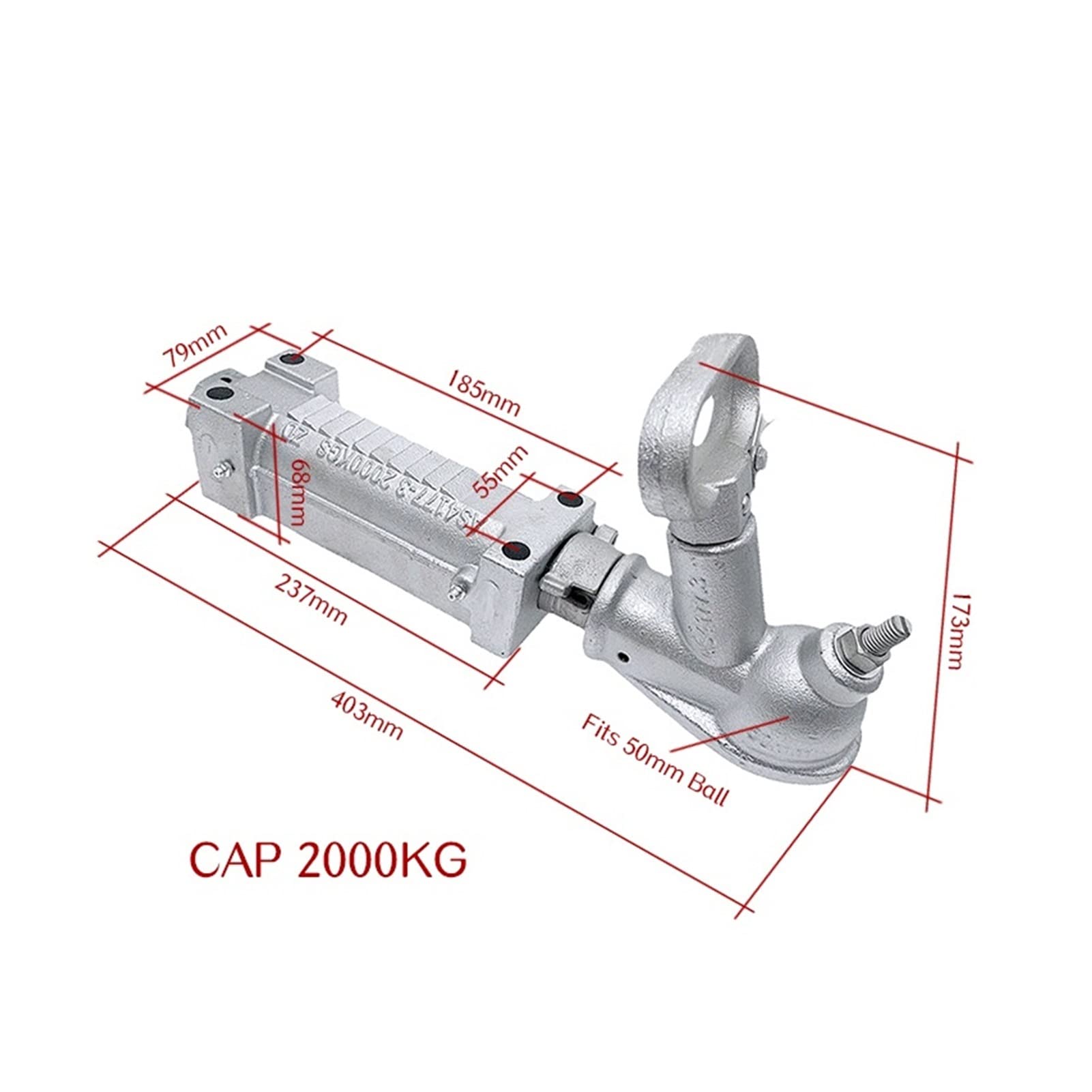 Enganche de Remolque, Acoplamiento de Acoplamiento Remolque 4 Agujeros 5 0mm Bola Enganche Cap 2000 kg Caravana RV Partes y Accesorios