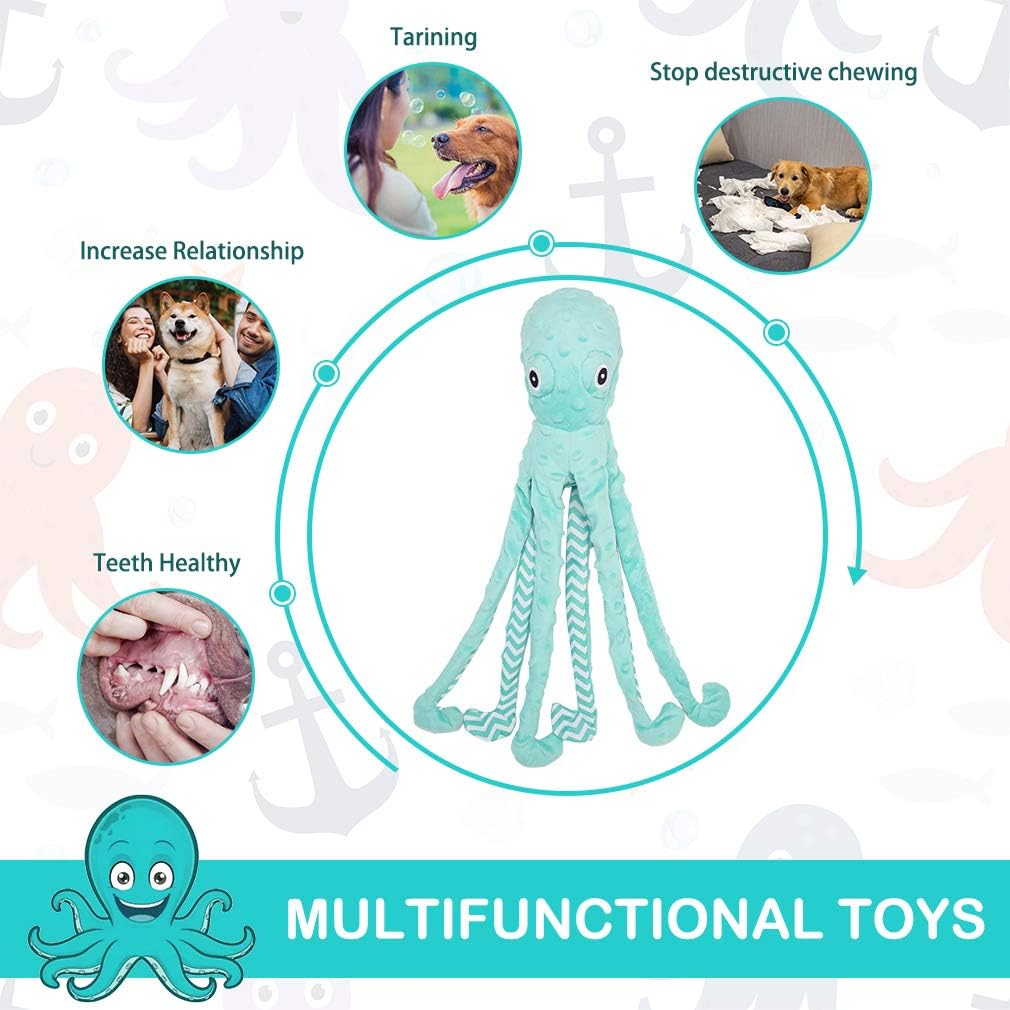 EXPAWLORER Plush Squeaky Dog Toys Set - Cute Duck and Green Dog Squeaky Toy Bundle Built-in Squeaker Durable Stuffed Filler Chew Toy Interactive for Small to Medium Breeds Dogs Playing