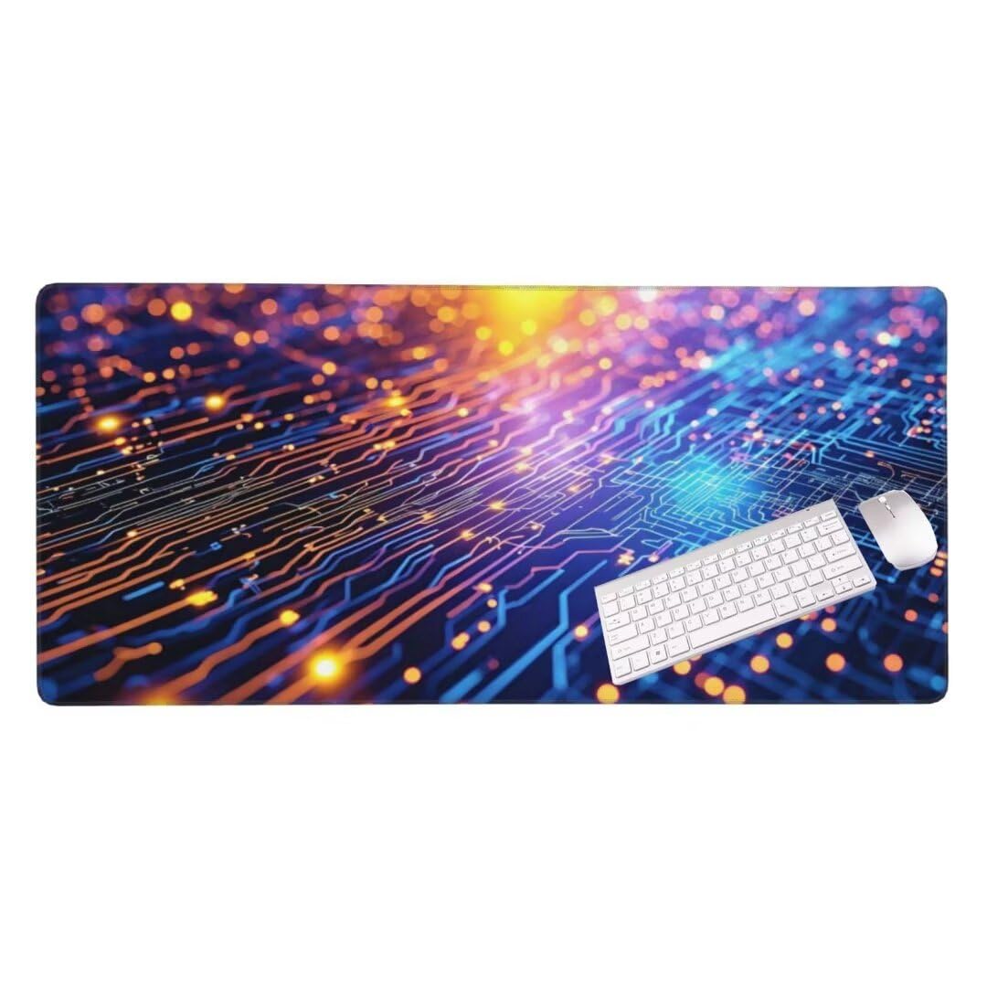 Alfombrilla de ratón 1400x600x3 MM, Alfombrilla Ratón XXL Extendida de Gran Tamaño con Bordes Cosidos, Base de Goma Antideslizante Almohadilla para Teclado, Estrellas de Colores S-1547
