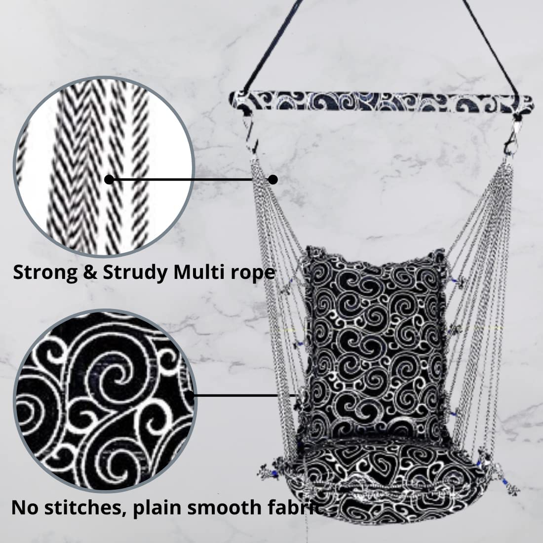Kriya Home DECCOR CCOTTON Swing with Weight Capacity of More Than 100KG, Washable and CUSION CAN BE Removed. 3