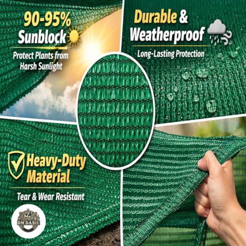 Image of DM DASII Green Shade Net 90-95% UV Stabilized Sun Shade Net for Garden, Nursery, Terrace, Balcony, Greenhouse & Agriculture | Heavy Duty HDPE Shade Cloth with Reinforced Edges (6 * 4 ft)