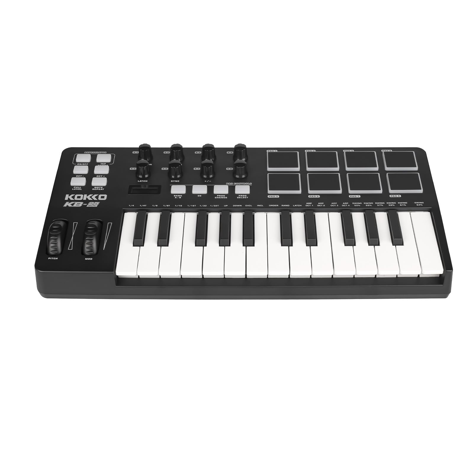 Tastiera Controller MIDI Professionale a 25 Tasti per Produzione Musicale con Funzioni Versatili per Software DAW e Drum Pad, Alimentazione USB, Ideale Appassionati di Musica e Produttori,