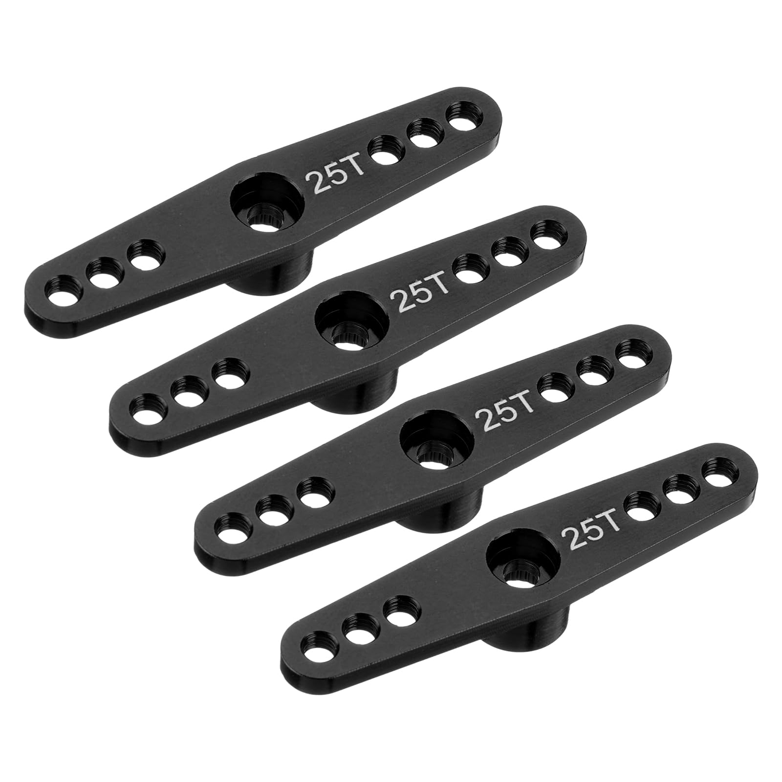 sourcing map 4 Pcs Aluminum Servo Horn 25T Servo Horn Steering Double Arms 47mm Length Black Suitable for DIY RC Car/Boat/Airplanes Boat Model Accessories