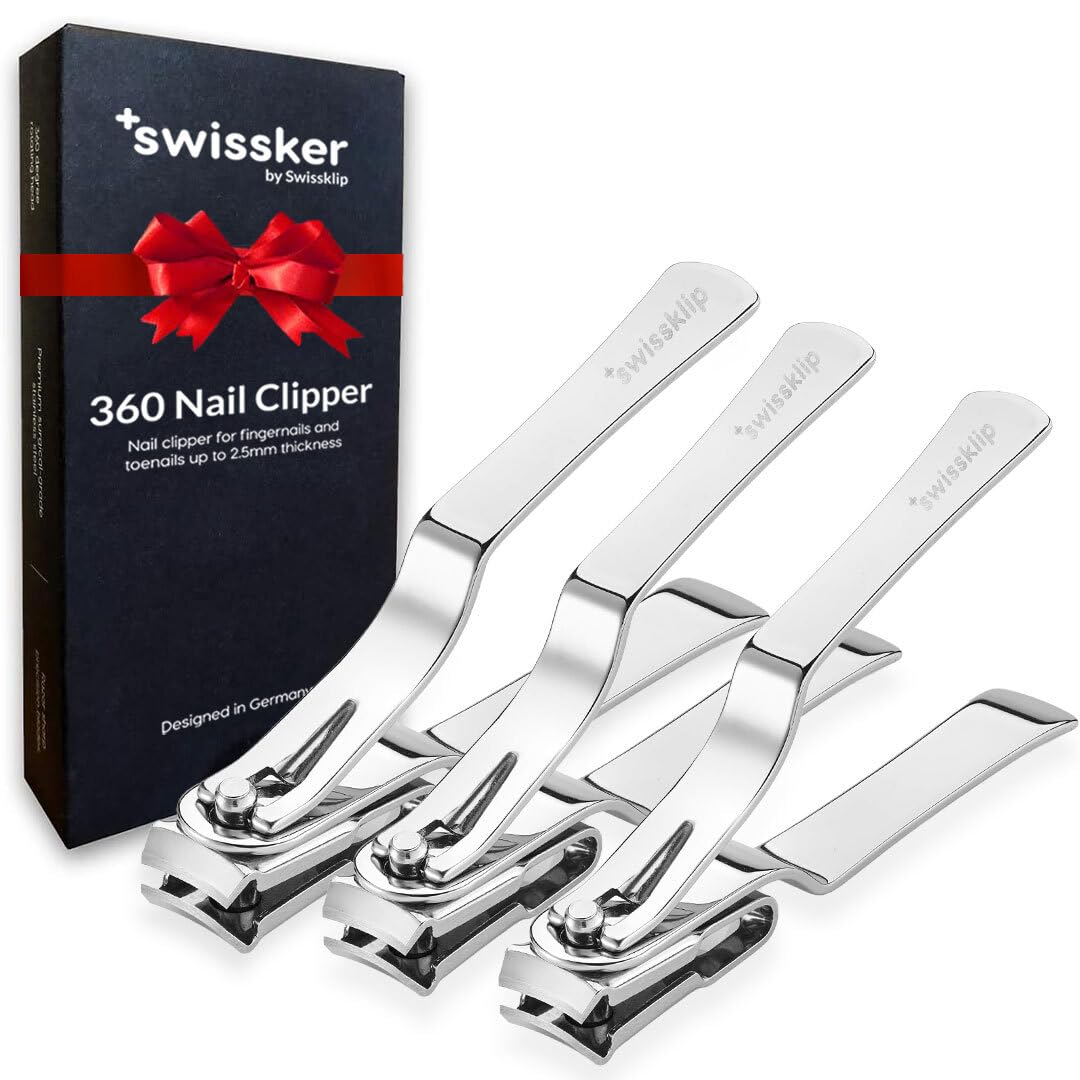 Swissker by Swissklip Nail Clippers for Men Women I Finger Nail Clippers for Adult with 360 Degree Rotating