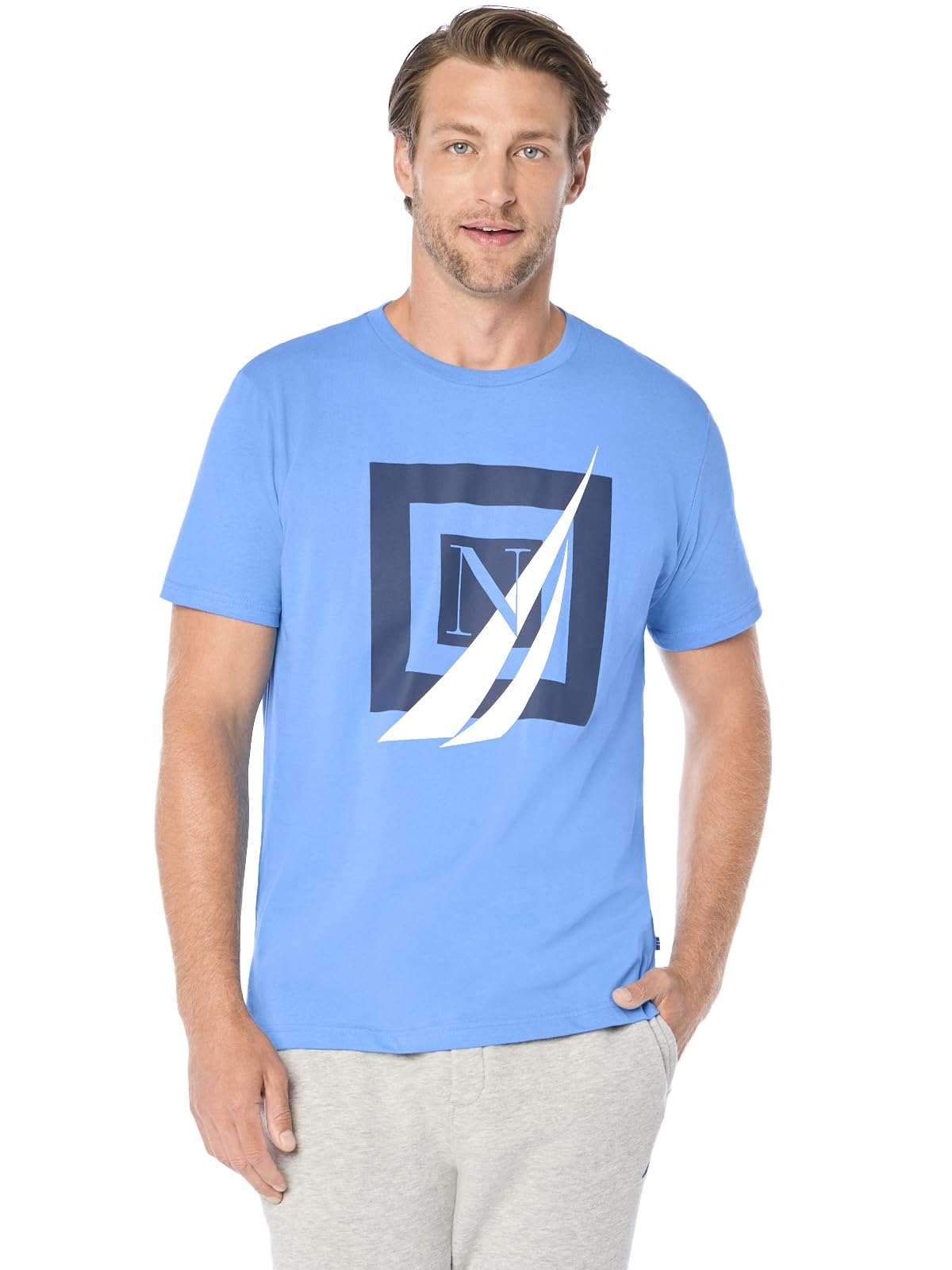 Men's Nautica Men's Short Sleeve 100% Cotton Nautical Series Graphic Tee T-Shirt (Pack of 1)