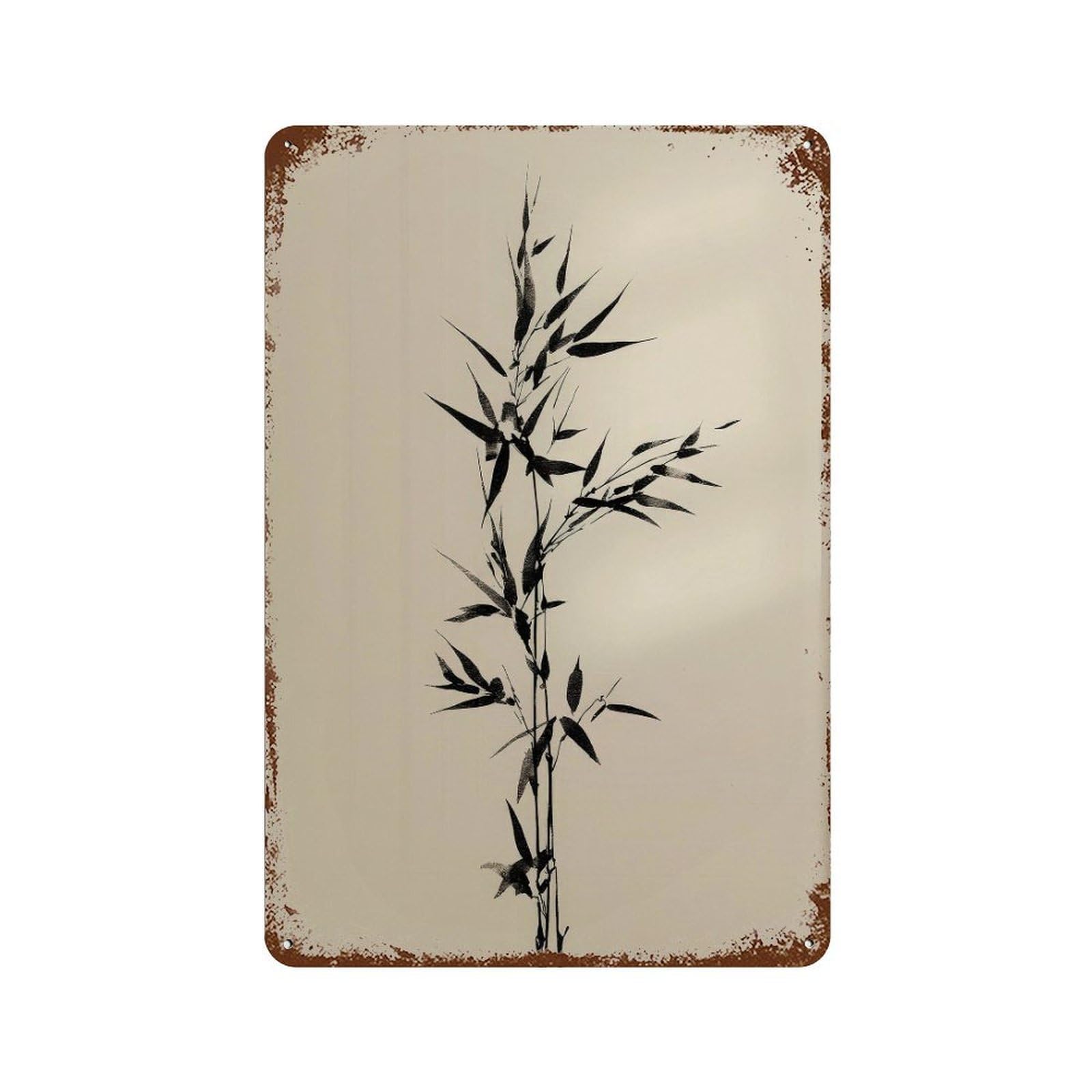 xiaoxiaoshen Bamboo Branch. Minimalist Japanese Ink Wall Decor Art Metal Tin Poster Modern Home Decor Art Home Bar Shop Decorations Vintage Sign 30x20cm