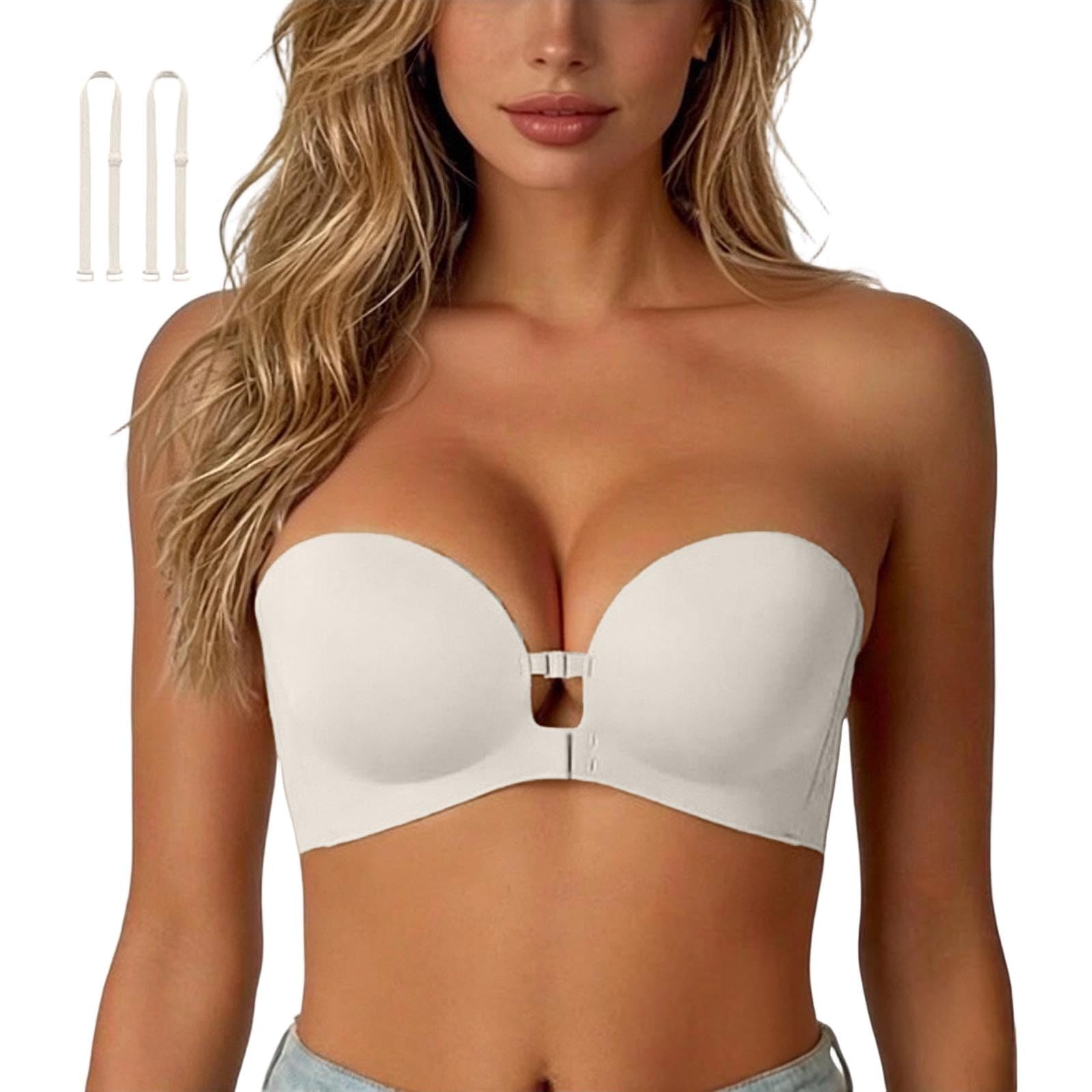 Strapless Front Closure Bra Wireless Push up Padded Non Slip Tube Jelly Bra | Supportive Padded Bras Seamless No Underwire Tube Comfortable Bandeau Bras