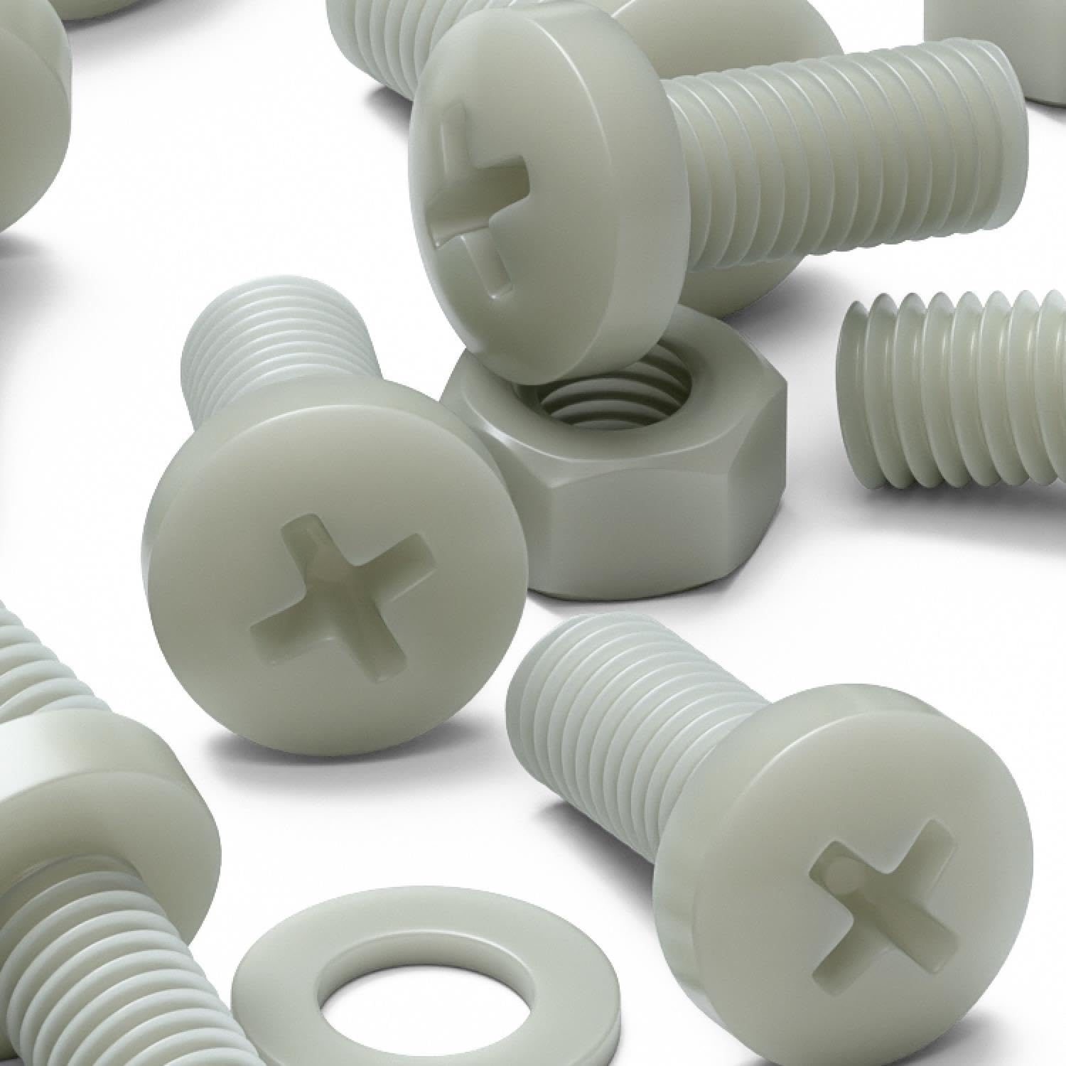 50x vis nylon renforcé fibre de verre M8 x 20mm + écrous/rondelles