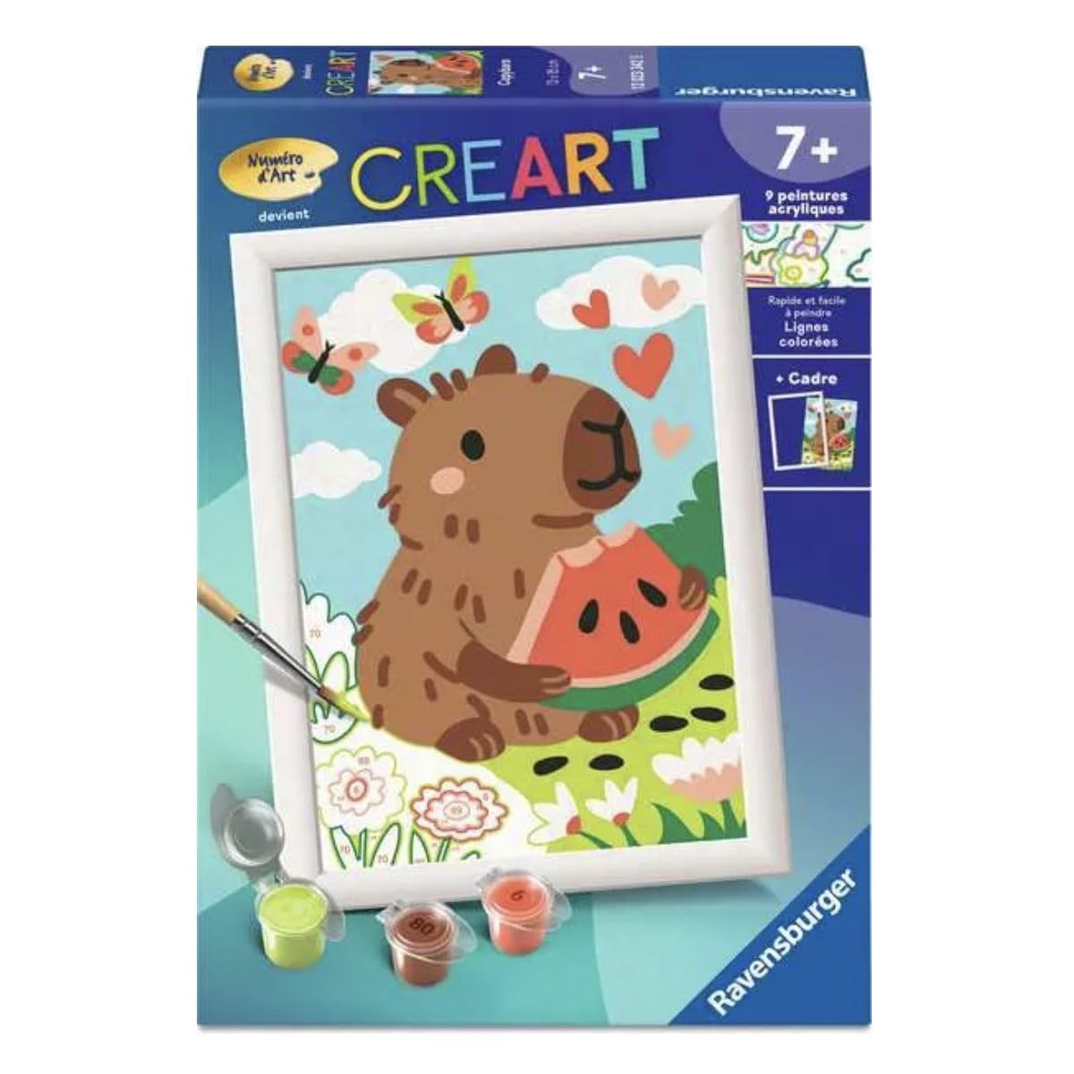 Ravensburger CreArt Kids 13 x 18 cm – Art Number – Capybara – Creative Hobbies – Paint by Numbers Kit – Relaxing and Creative Activity – Ages 7 and Above – 12023342 – French Version