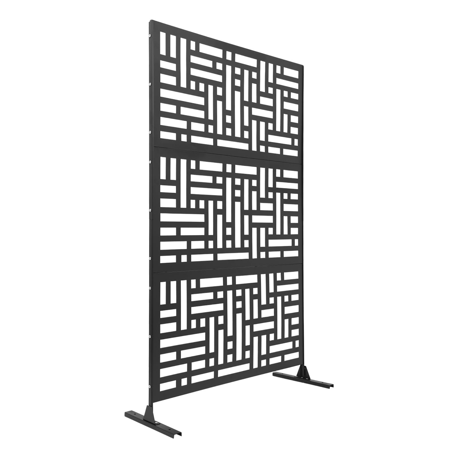 Paravent d'extérieur avec socle - 120 x 190 cm - Brise-vue pour extérieur, balcon, jardin, coin salon - En métal - Noir