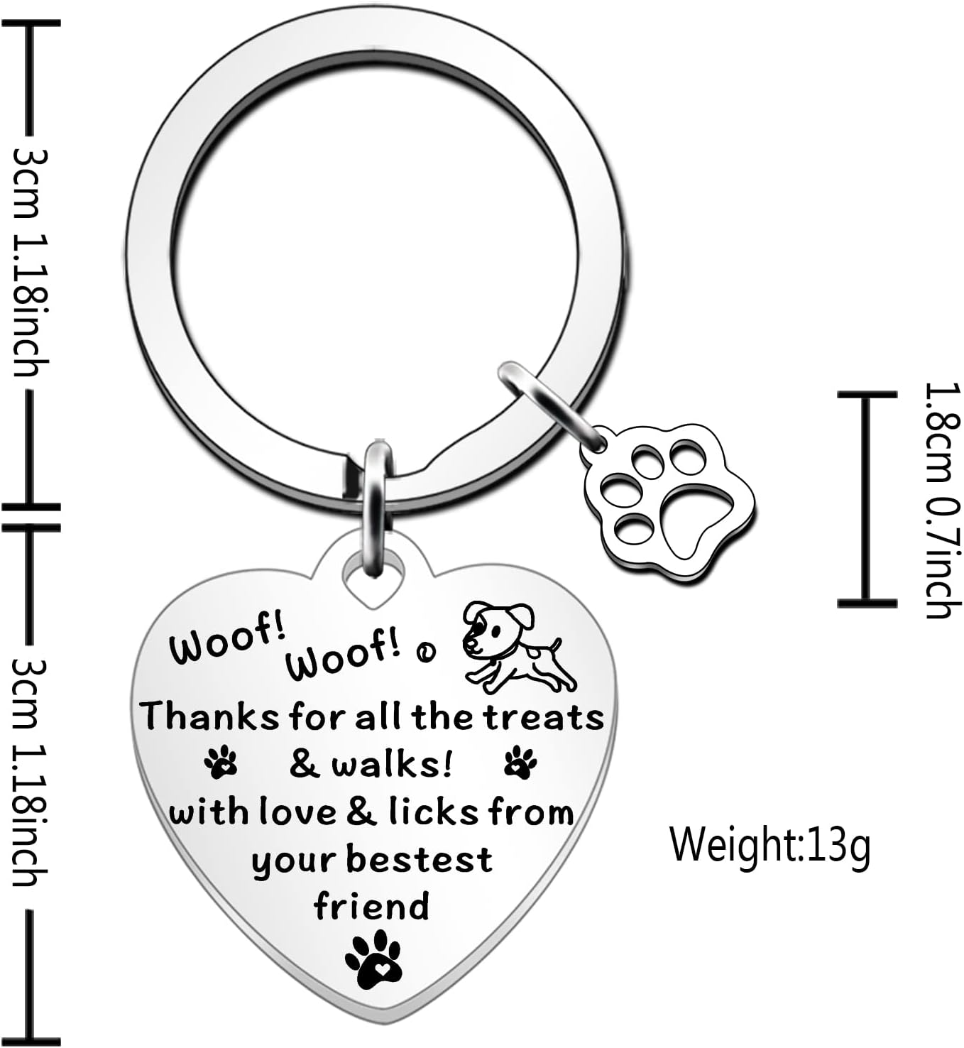 JETTOP Dog Gifts for Women Keyring- Gifts for Dog Mum Dad Personalised Gift Lover Gift Christmas Birthday Present to Humans Woof - Image 3