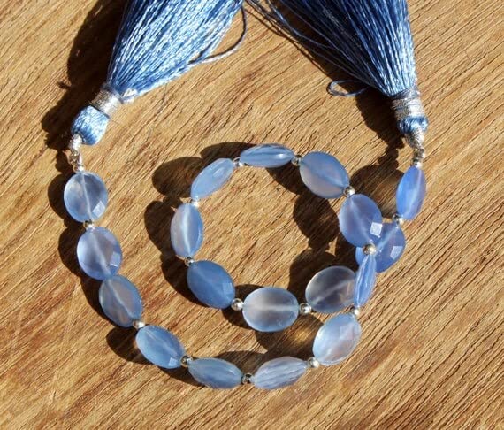 Calcédoine bleue perles naturelles facettées pour bijoux bien-être