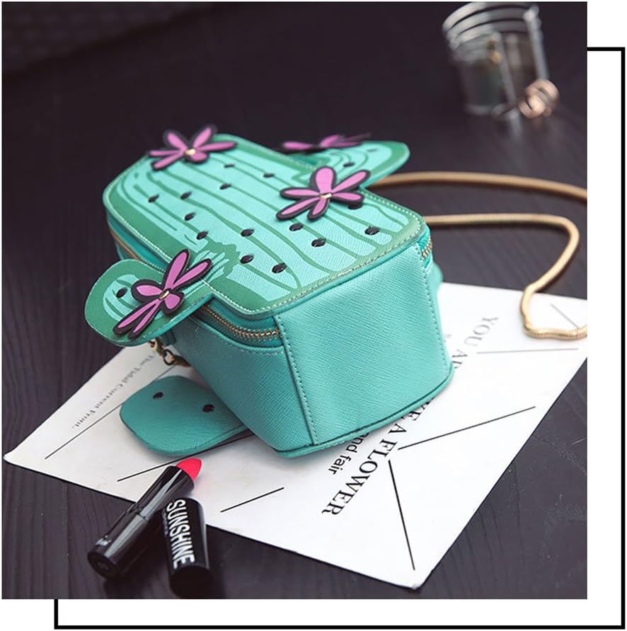 MILATA Women Cactus Shape PU Leather Mini Cross Body Bag Cute Purses Shoulder Chain Bag - Image 5