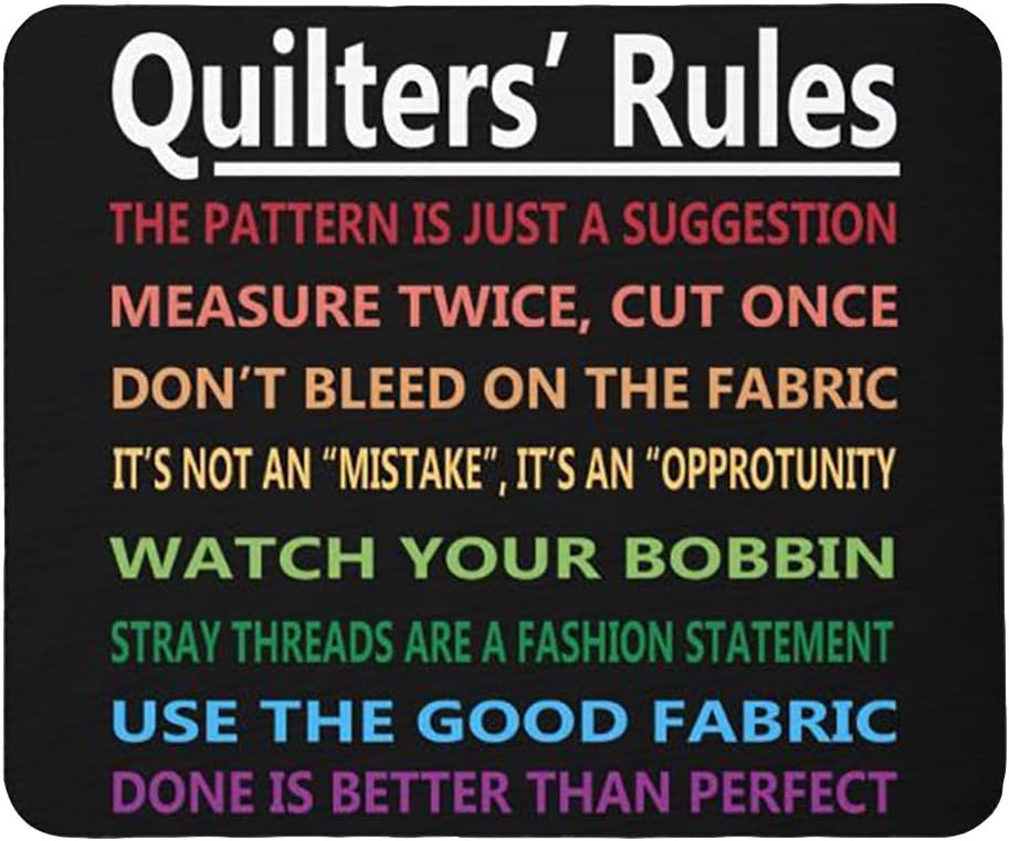 Mouse Pads Quilters' Rules Mouse Pad Mouse Mat Non-Slip Rubber Base for Laptop Computer & PC Funny Cute 9.5"x8"Black Color: Quilters' Rules