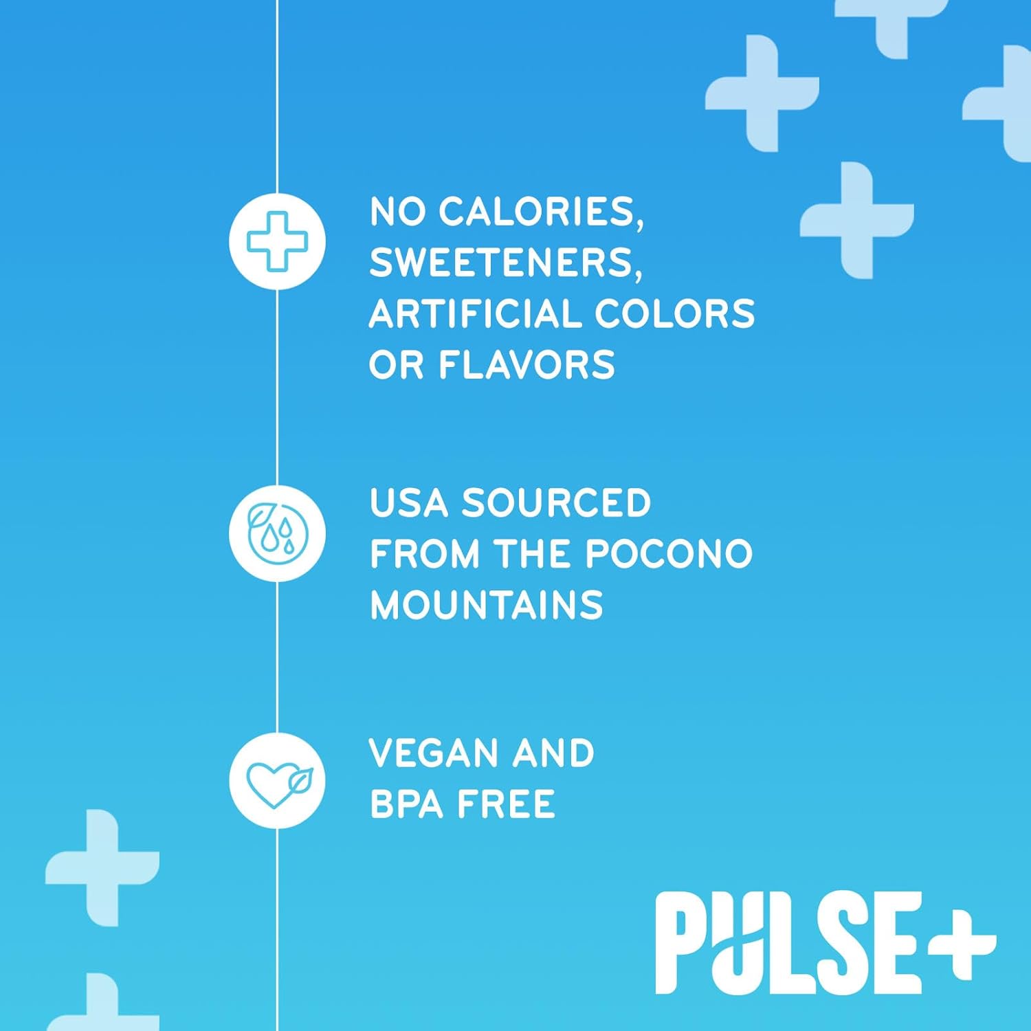Pulse+ Electrolyte Water - Naturally Filtered Spring Water in 1 Liter PET Plastic Bottles, Recyclable and BPA-Free - Case of 24