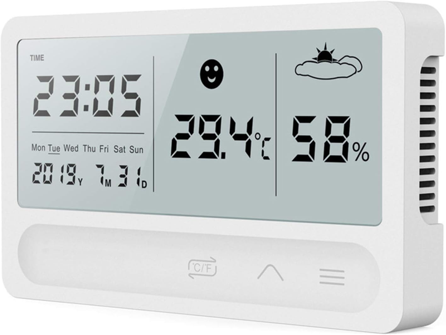 ZHITING Digital Hygrometer Thermometer Indoor Room Outdoor LCD Large Screen Touch Weather Clock Humidity Monitor Temperature and Humidity meter Weather Station with Clock
