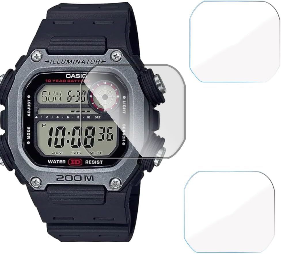 FCS screen guard for Casio Watch | Pack of 3 | Edge to Edge Coverage | Ultrathin 0.125mm 9H anti shock flexible Watch screen protector TPU membrane (Casio GBD-200-1DR)