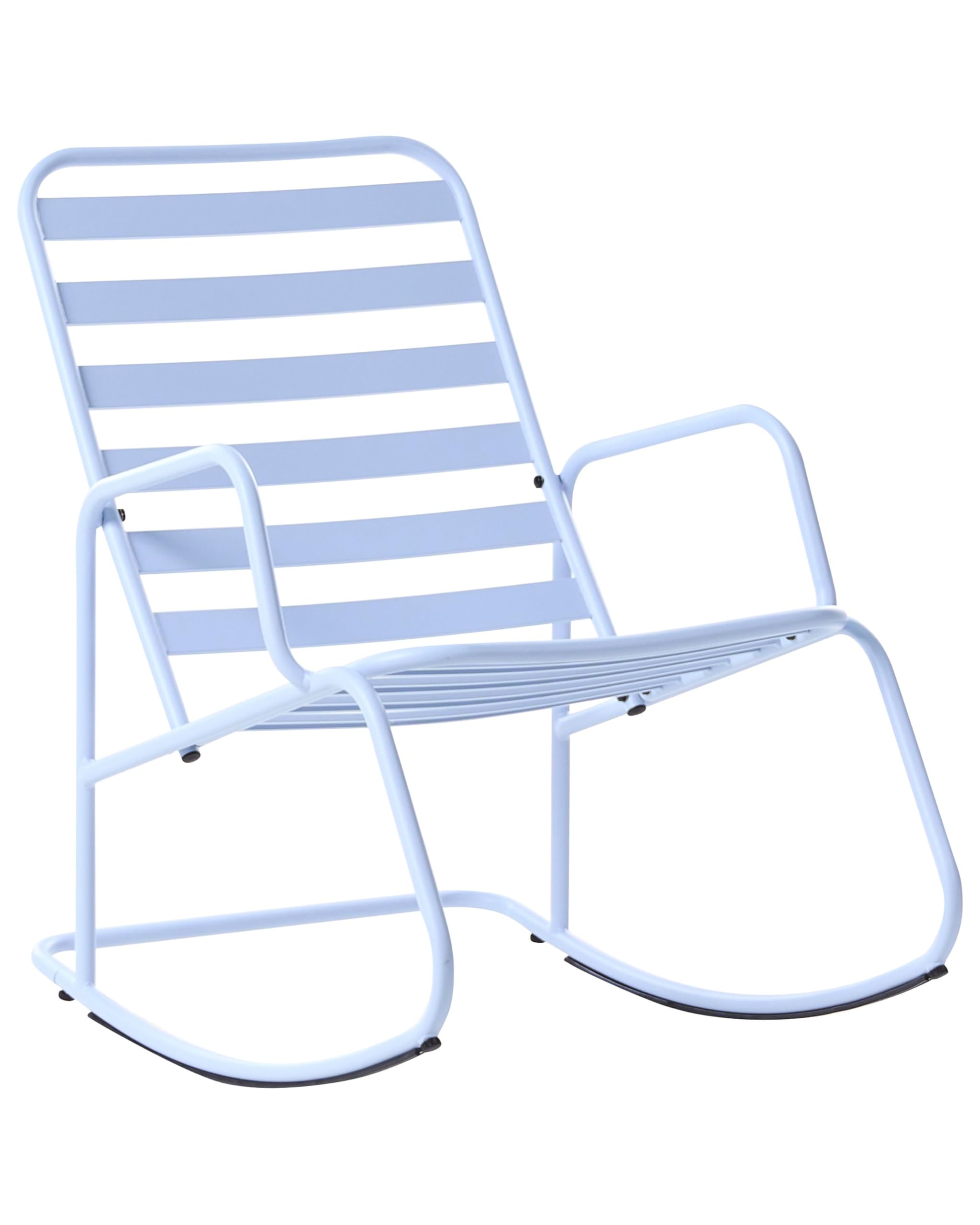 Beliani Sedia a dondolo da giardino moderna in metallo Design a doghe per esterni Alluminio Azzurro