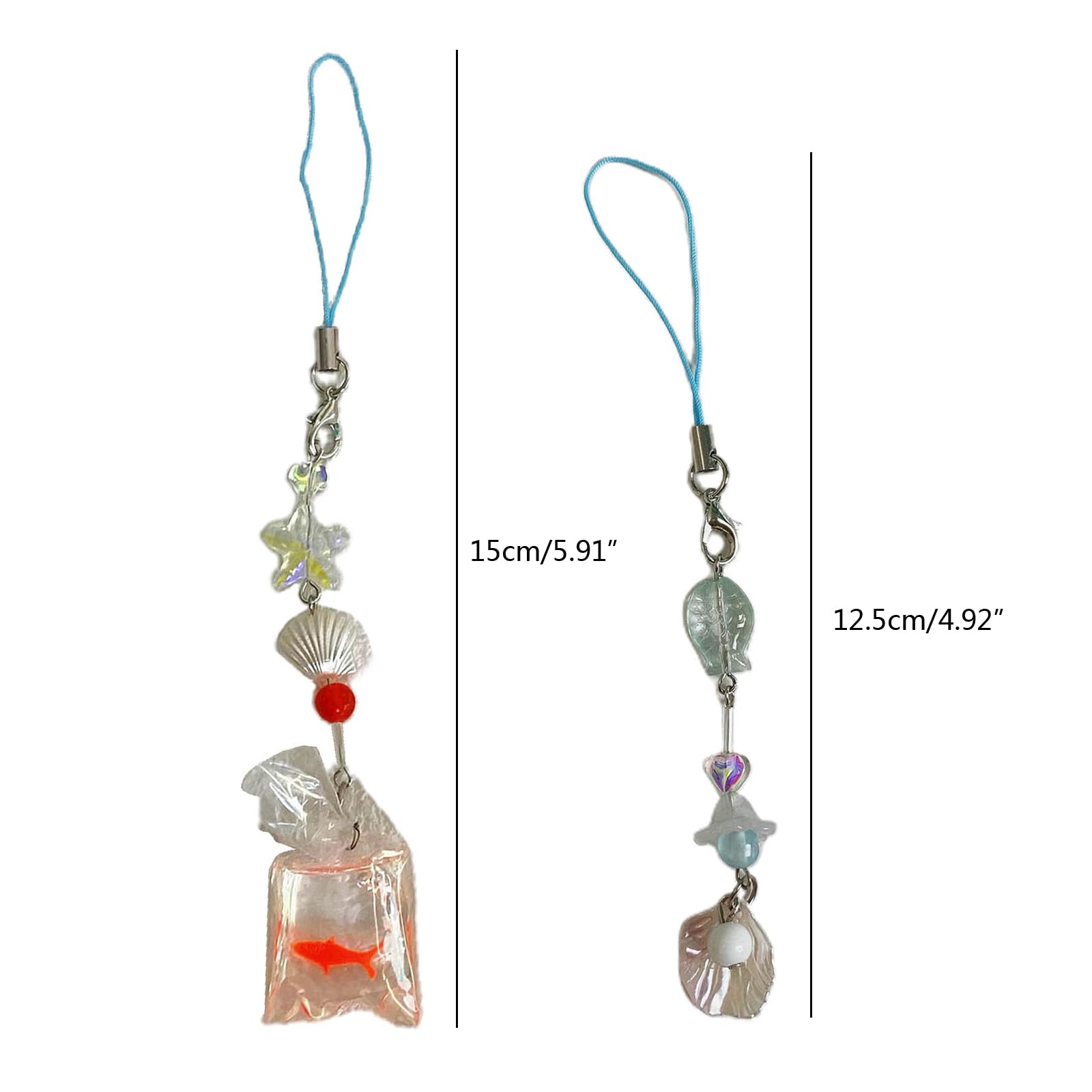 KUFptva Beaded Phone Strap Chain Key Chain Holder Mobile Phone Charm Pendant Ocean Themed Key Chain Ring for Girl