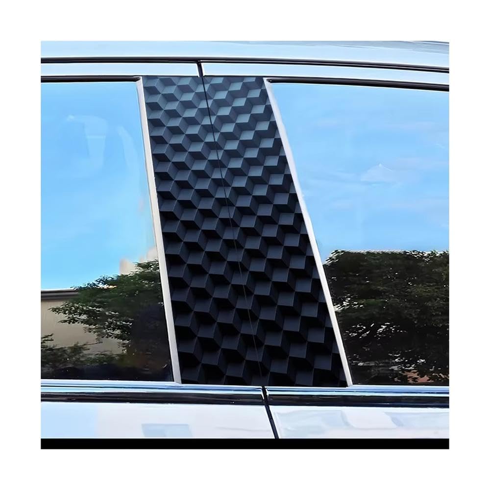 Bertdcx One Color Car B Pillar Waterproof Center Column Stickers Cube Pattern Scratch Resistant Film Auto Parts