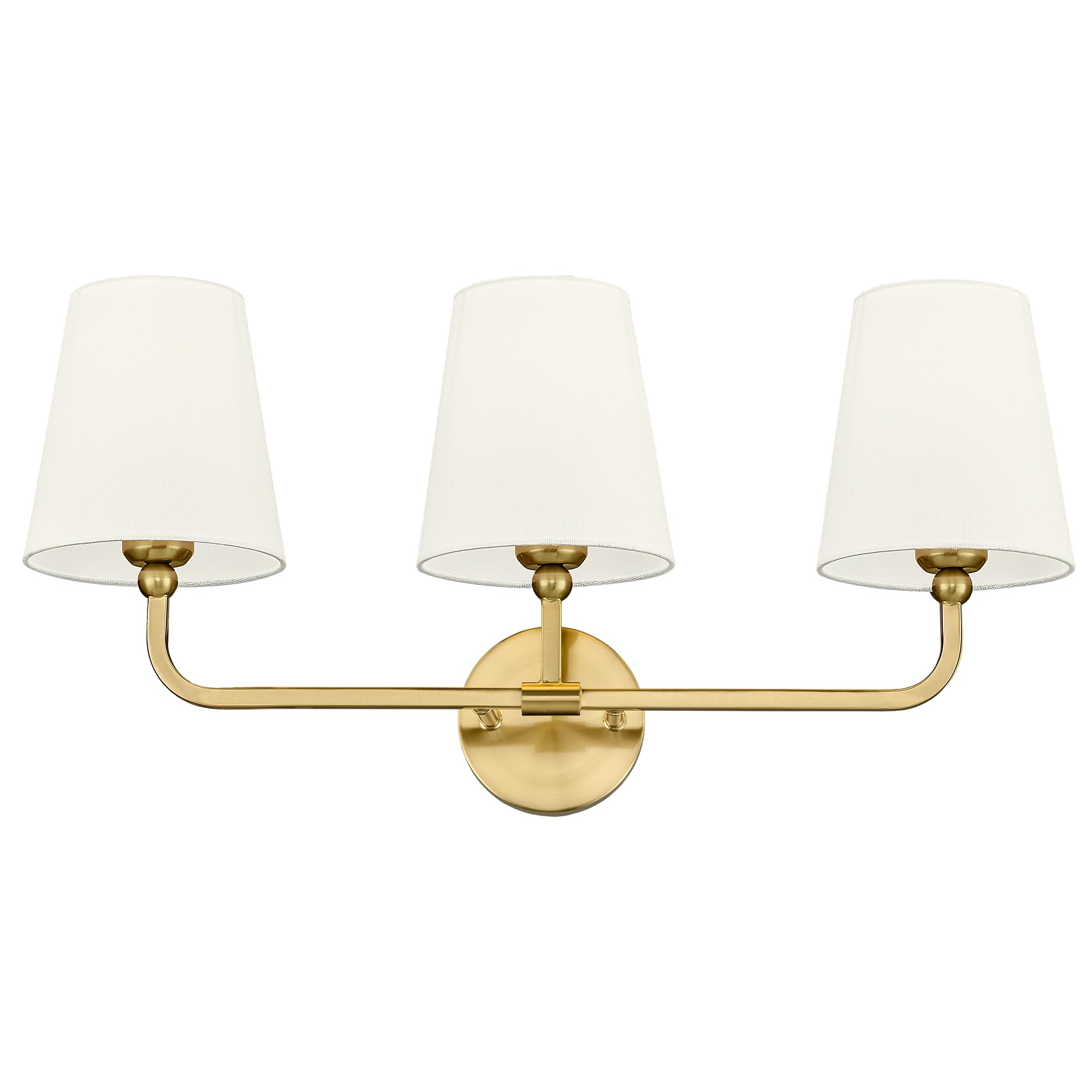 Photo 1 of METWET Bathroom Light Fixtures, Brushed Gold Vanity Lights with Beige Fabric Shade, 3-Light Wall Sconce, Modern Sconces Wall Lighting for Hallway Bedroom, VL837-BG-B-3