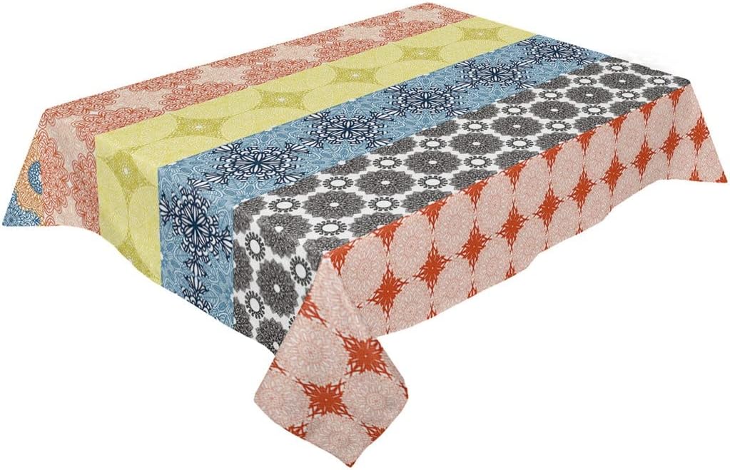 Bohemian Ethnic Tablecloth Dining Table Cloth Waterproof Rectangular Table Cover for Kitchen Coffee Table(153x214cm)