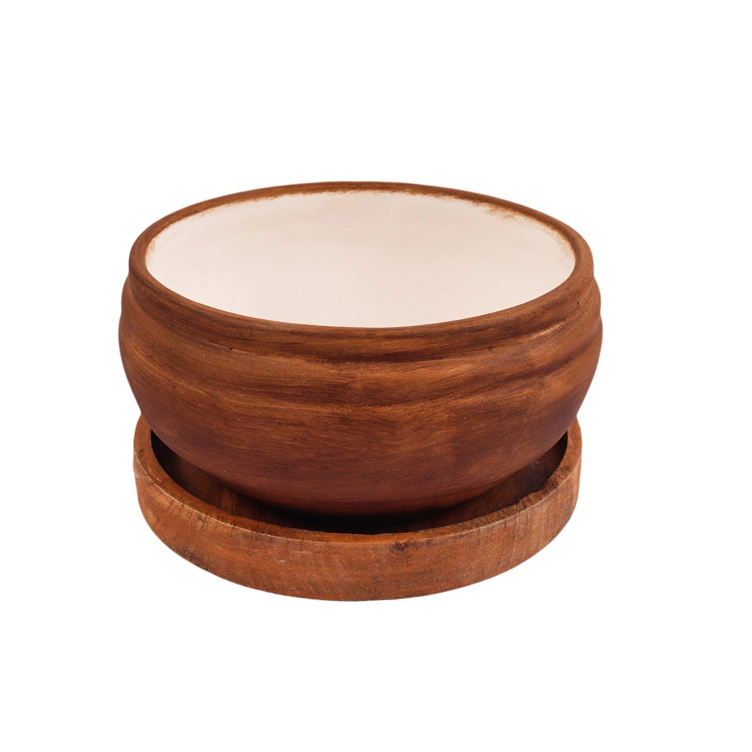 Lasaki Bowl Ceramic Pots with Wooden Plate Tray for Indoor and Outdoor Plants,Planters,Flower pots,Balcony,Home,Garden,Office Decor,Succulent Pot(Antique, Plate: Wooden) wp5(Plants not Included) (B08H2DJD9Z) Amazon Price History, Amazon Price Tracker