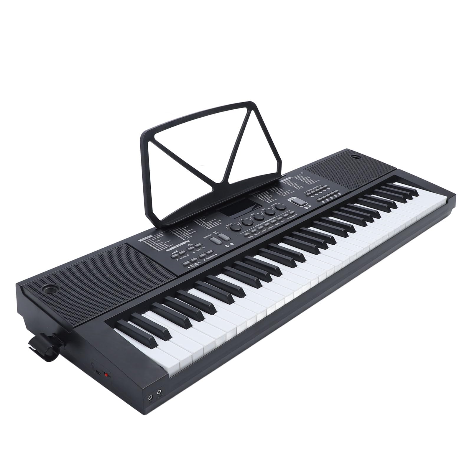SEAFRONT Ideal para Principiantes Teclado Electrónico de 61 Teclas Altavoces Duales Pantalla LED Atril Alimentado por USB con Teclas Iluminadas Órgano Electrónico