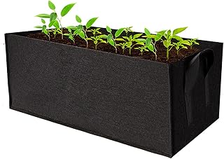 Sacos de cultivo retangular de jardim Caixa de plantio de caixas de plantio de vasos de cultivo com alças Sacos de plantador de feltro respirável para cenouras Cebolas Ervas Flores Vegetais 60 * 24 * Black XXL