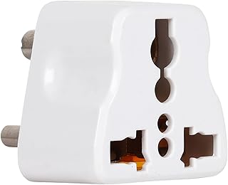 Mica 3 Pin (USA, UK, China, Flat Pins Plug) to India (Type D) Universal Travel Adapter Plug. (White) Qty. - (1) Price In India