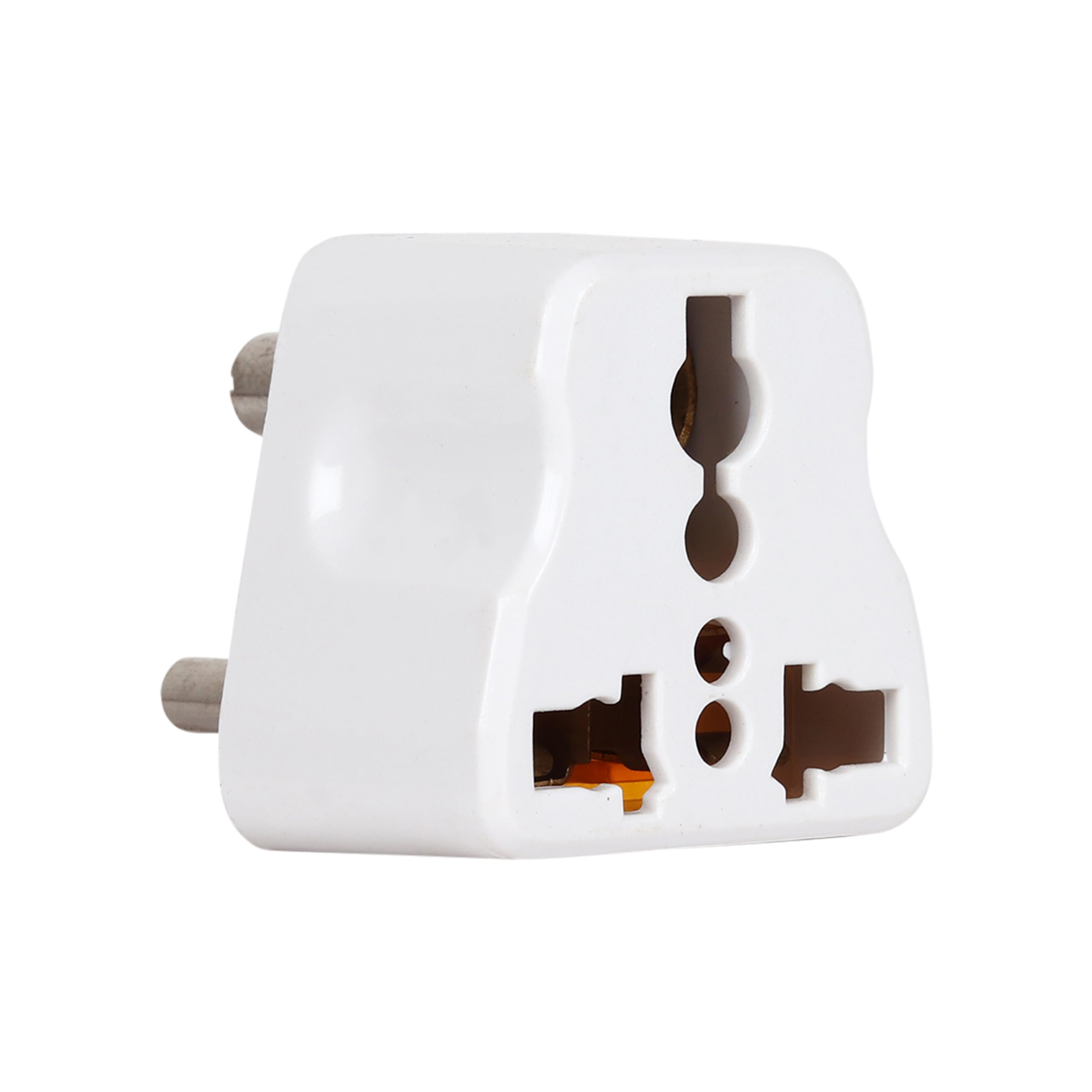 Mica 3 Pin (USA, UK, China, Flat Pins Plug) to India (Type D) Universal Travel Adapter Plug. (White) Qty. - (2)-image-40