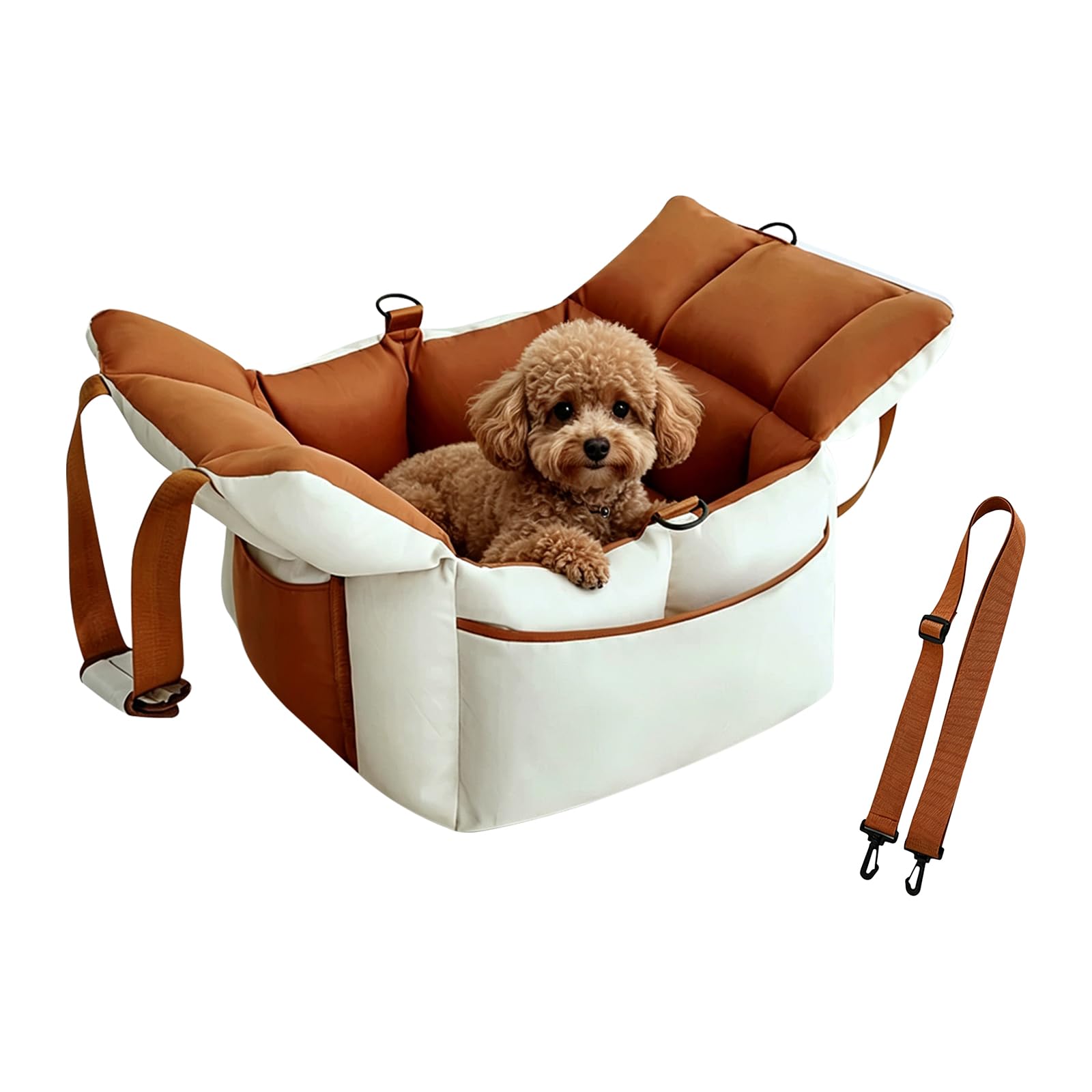 Ergocar Mascotas Asiento para Coche con Consola Central Tejido Oxford Impermeable Resistente Al Desgaste y Que No Atrapa El Pelo Respaldo Ajustable Cinturón De Seguridad Doble Capa Asiento Elevado