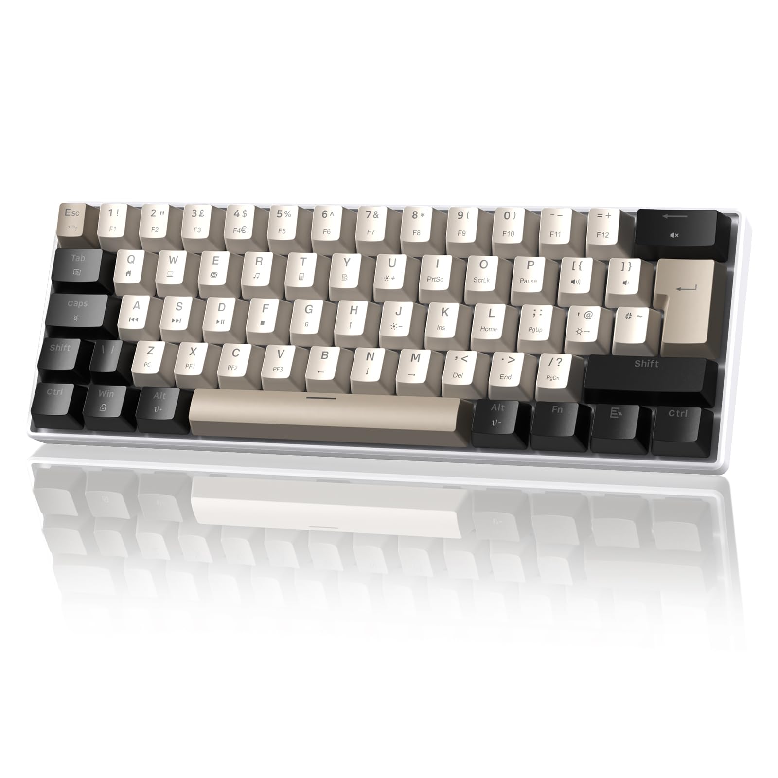 MAGIC-REFINER MK21 60% Przewodowe Mechaniczne Klawiatura Do Gier USB-C Układ UK QWERTY, Liniowe Czerwone Przełączniki, Hot Swappable, Ultra-Kompaktowe 62 Przyciski, RGB, Przycisk PBT, Starry White