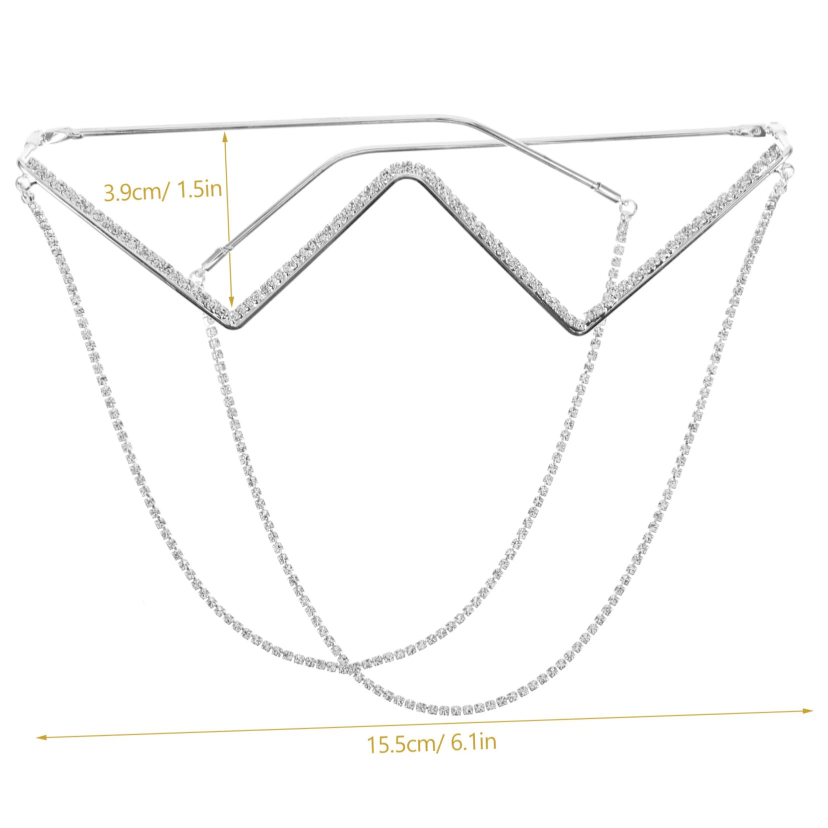 FOMIYES Retro Chain Glasses Half Frame Eyeglasses Frame for Women with Rhinestone