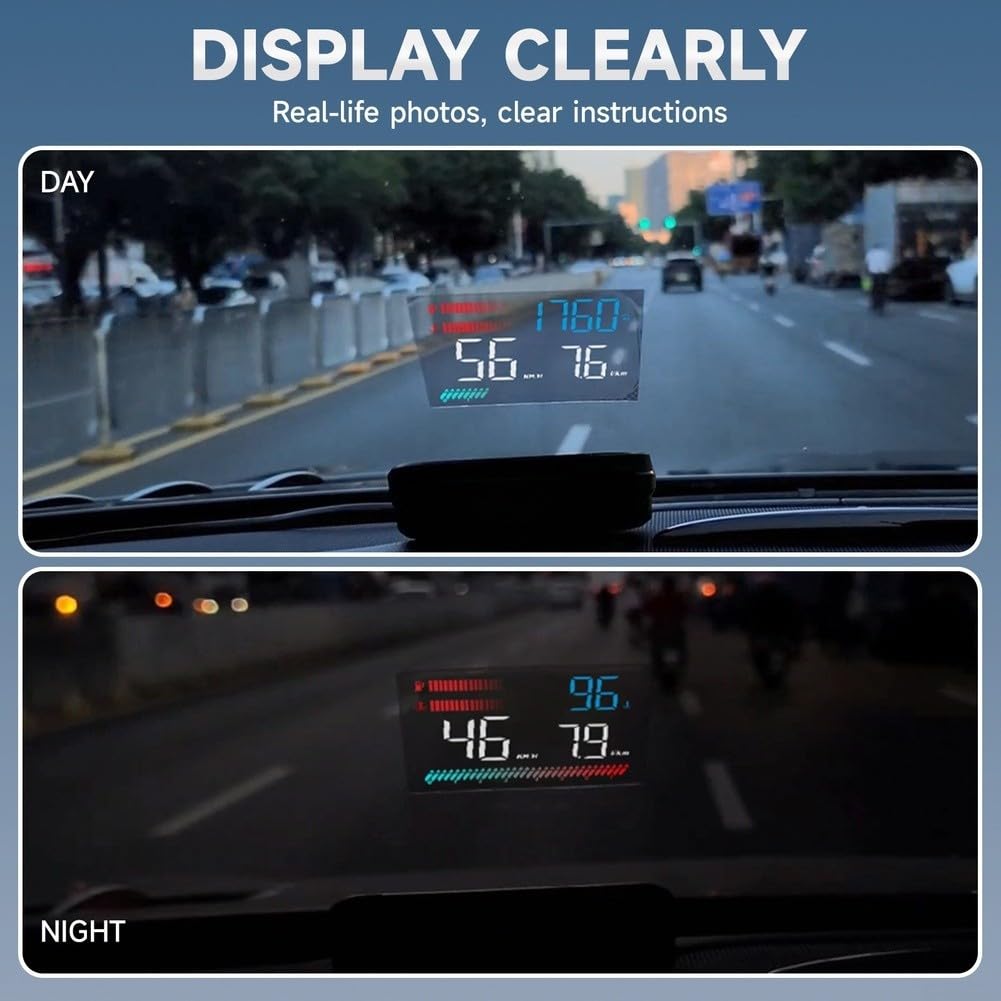 Para OBD HUD Auto Head-Up Display con botón de encendido para OBD HUD | Compatible con sistema OBD, botón de encendido de un solo toque, datos de conducción en tiempo real, diseño antideslumbrante