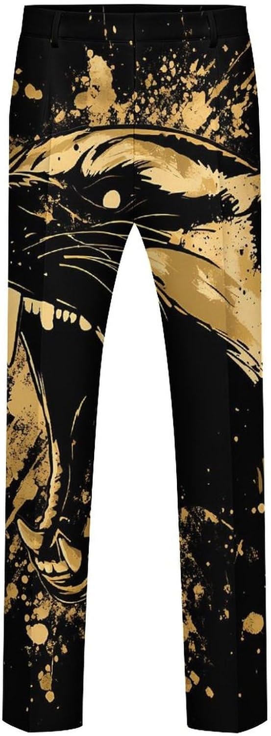 Anger Honey-Badger Roaring Men's Classic Fit Suit Pants Straight Leg Design Printed Trousers