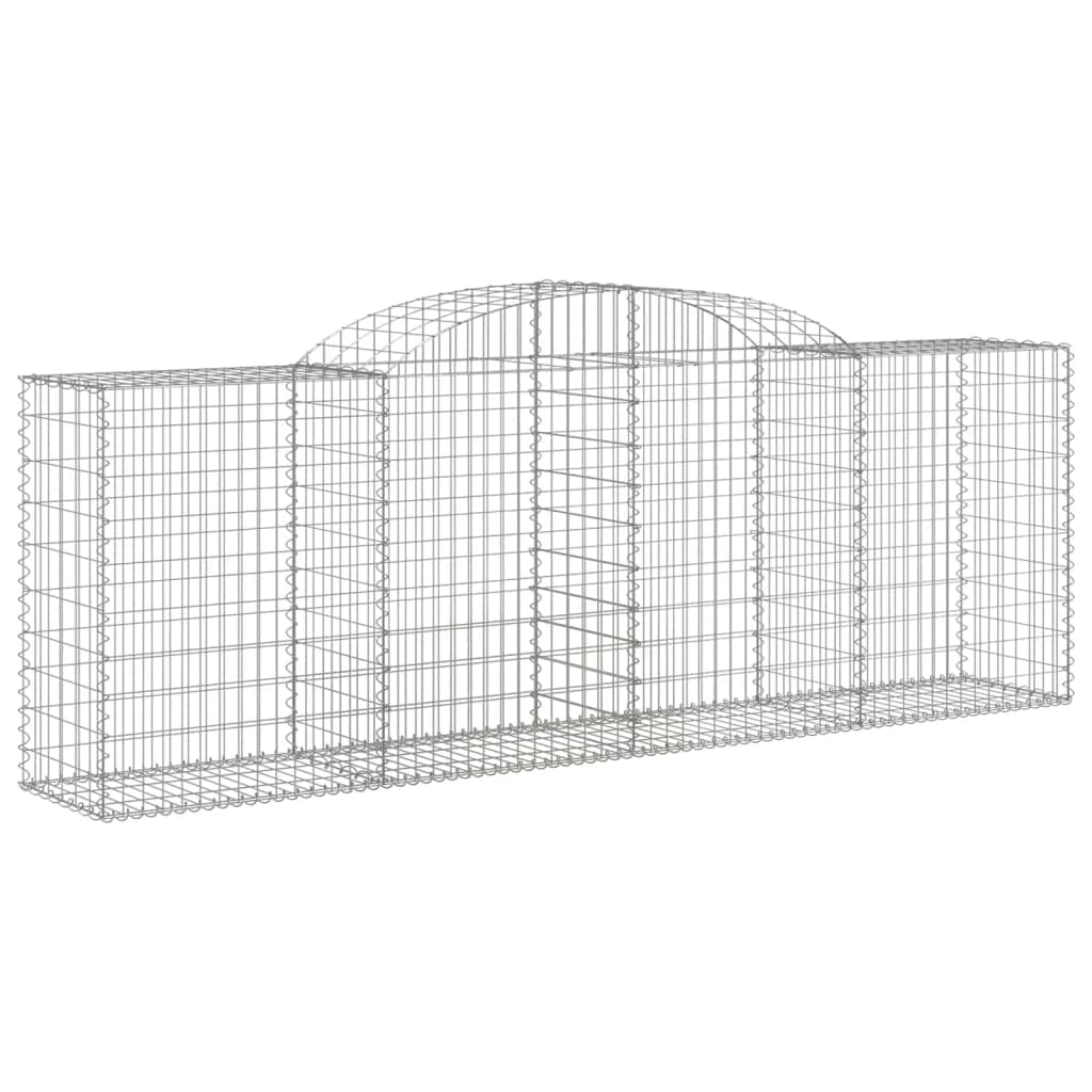 vidaXL Arched Gabion Baskets 2 pcs, Gabion Retaining Walls for Garden Landscape Fencing, Mesh Cages for Outdoor Patio, Galvanised Iron
