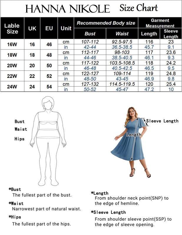 Hanna Nikole Grandi Dimensioni Donna Abiti In Chiffona Maniche Volant Abiti Casual Semiformale Estate Che Scorre Ospiti Di Sposa Abito Midi A Linea Abito Con Vita