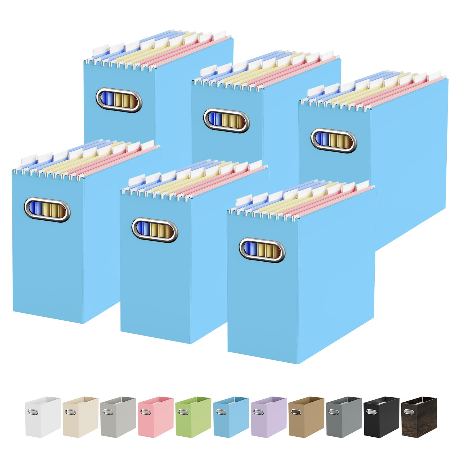 Oterri Cardboard File Organizer Box for Hanging File Folders Letter Size,File Box for Computer Desk,File Cabinet,Working Home,Office,Classroom (Blue,