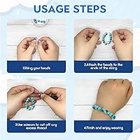 Vista 3 de 100 cuentas redondas sueltas de piedra turquesa natural de 0.236 pulgadas (0.236 in) para fabricación de joyas con cordón elástico de cristal