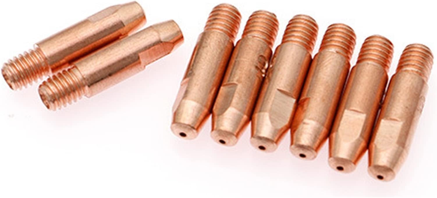 M6 0.8/1.0/1.2mm M6*28mm Copper Contact Tips Welding Nozzles for 24KD MIG/MAG 25AK Welding Torch Tip M6 for Binzel Gas Nozzle tig welding accessories(10 Pcs,0.9 mm)