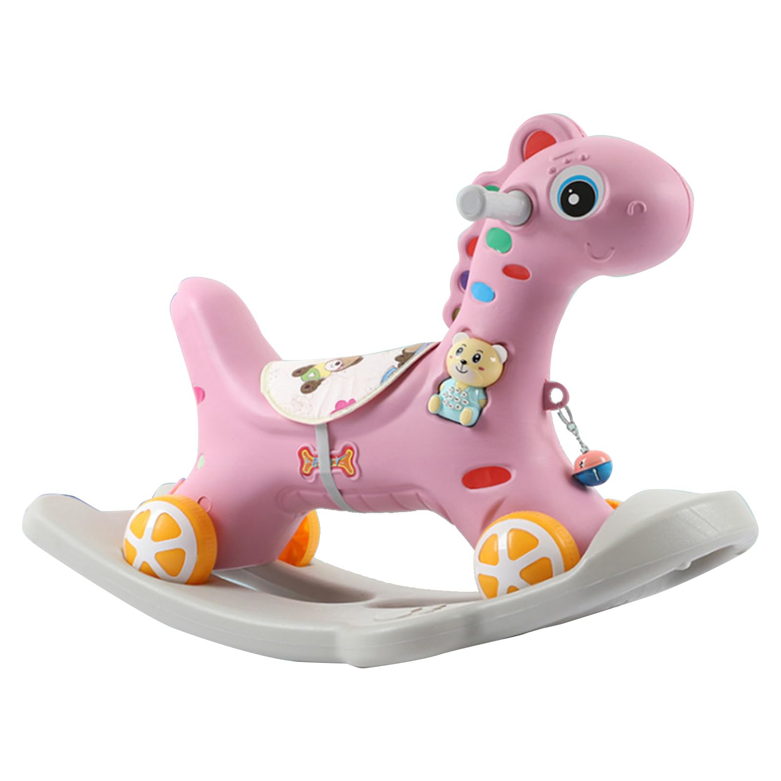 Caballo Balancín para Niños Mayores de 3 Años Lindo Paseo en Caballo Balancín con Respaldo Desmontable para Jugar en Interiores Diseño Seguro y Resistente (Rosa)