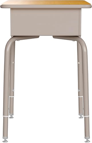 Miniatura 17 de EMMA + OLIVER Buckley - Escritorio para estudiantes, parte superior con acabado de granito sintético gris, marco de metal plateado, caja frontal