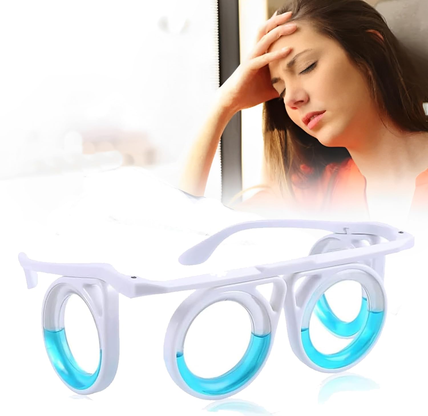 TERRIFI Anti Motion Sickness Glasses, Raised Airsick Sickness Seasickness Glasses for Sport Travel Gaming, Ultra-Light Portable Nausea Relief Glasses, No Lens Liquid Glasses for Adults or Kids