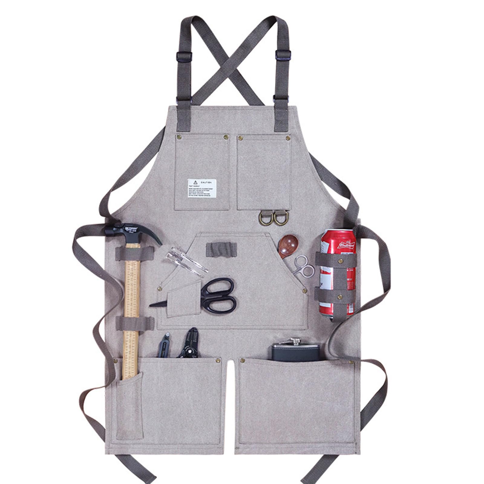 Workshop Bib Apron,Work Tool Apron, Fartuch stolarski z kieszeniami na narzędzia Fartuchy robocze Fartuch płócienny z rozciętymi nogawkami i regulowanym paskiem Fartuch warsztatowy (kolor: jasnoszary)