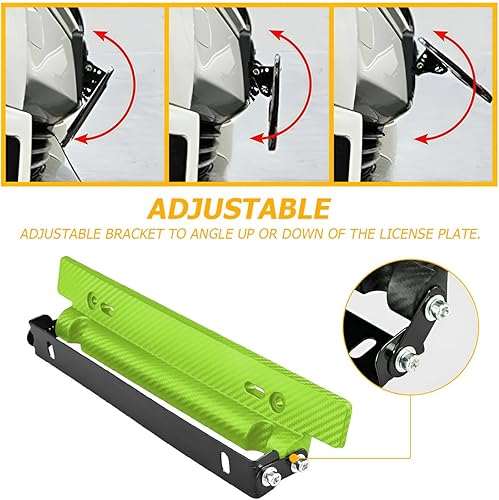 Miniatura 5 de BESULEN Marco de matrícula de fibra de carbono, soporte de placa de automóvil de acero inoxidable a prueba de sonajeros, soporte ajustable para