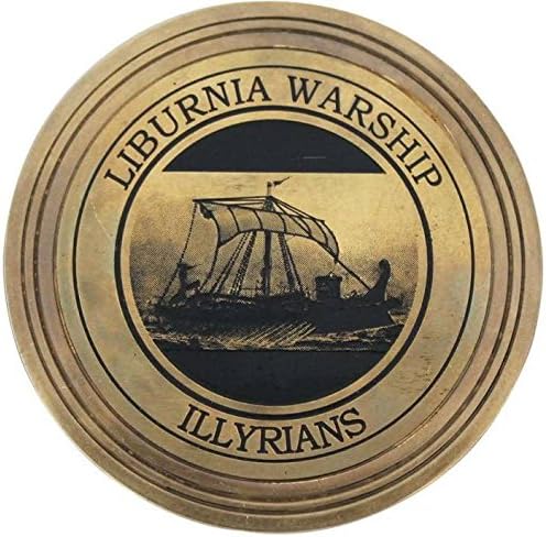 Vintage Brass Compass By Euphoria Collection LIBURNIA WARSHIP ILLYRIANS Nautical Compass|Antique Marine Compass|Navigational Compass|Compass For Hiking & Camping Compass Outdoor|Compass 3 Inch Gift Astrolabe Collectible Item