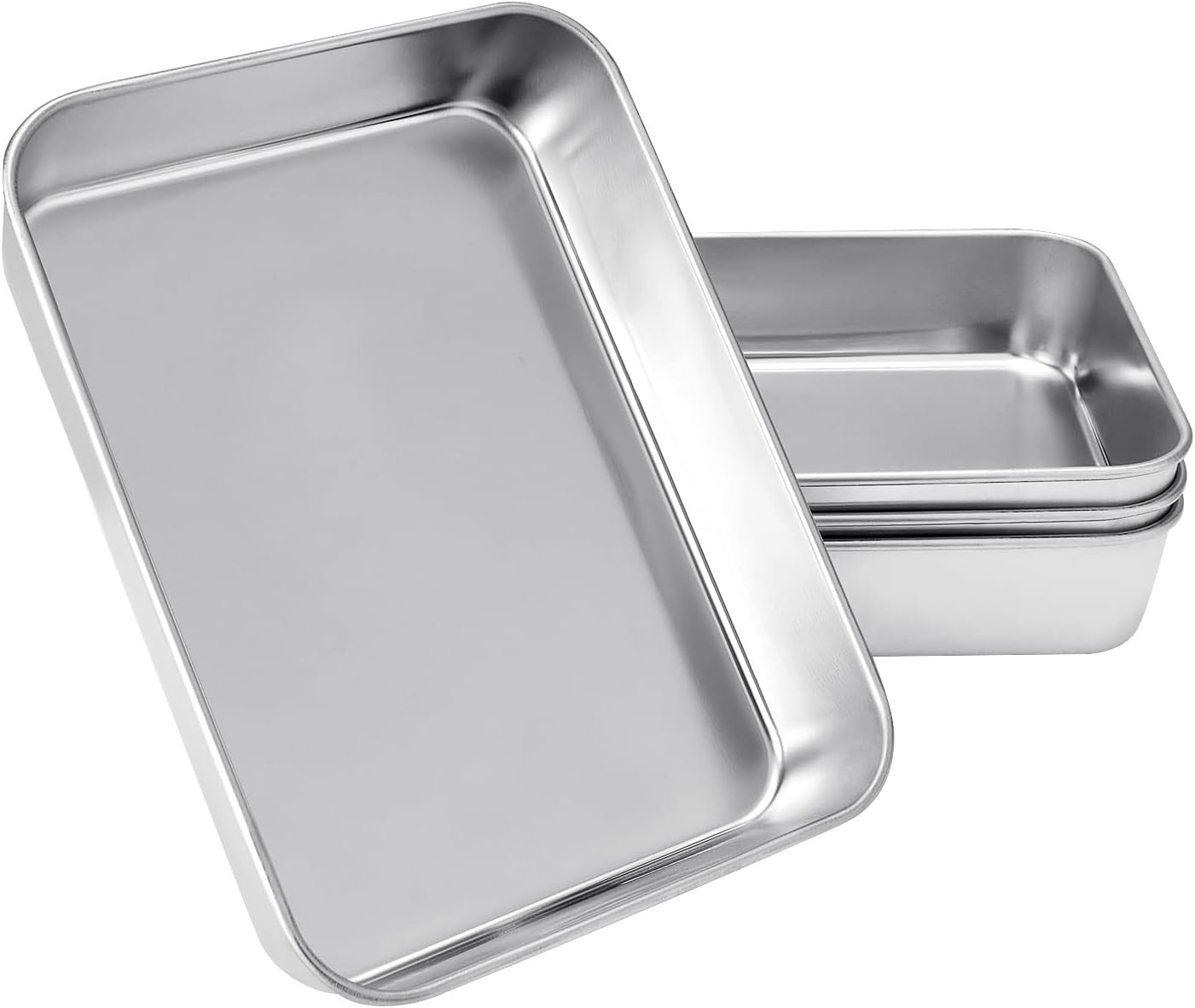 YOUNTHYE 4PCS Deep Baking Tray Stainless Steel Baking Trays for Oven