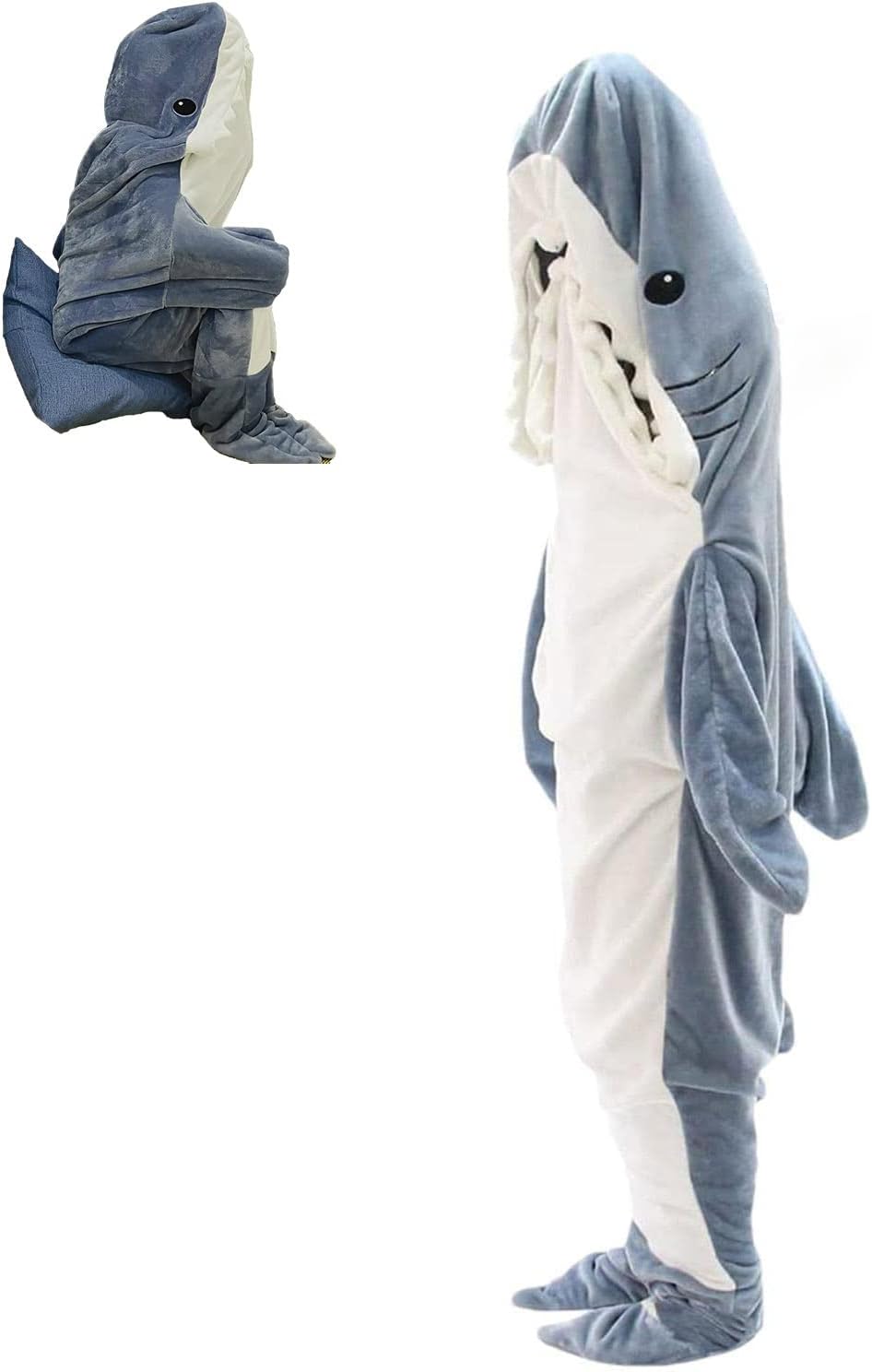 Sjsw Shark Blanket, Shark Blanket with Hood, Portable Fleece Blanket