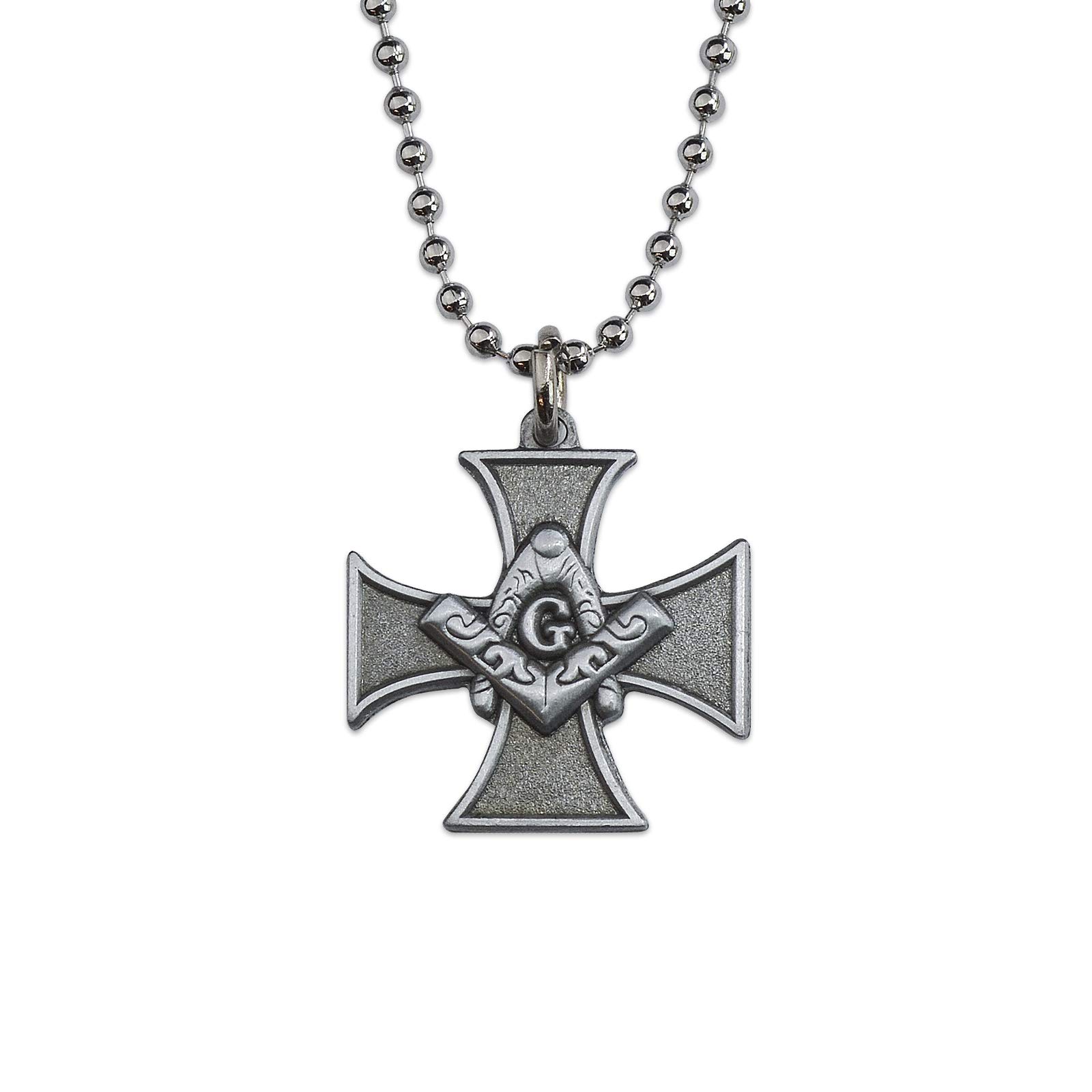 The Masonic ExchangeKnights Templar Cross Square & Compass Antique Silver Necklace - 1" Tall